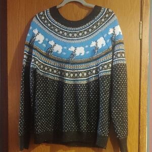 Holiday Time Black and Blue Polar Bear Crewneck Sweater